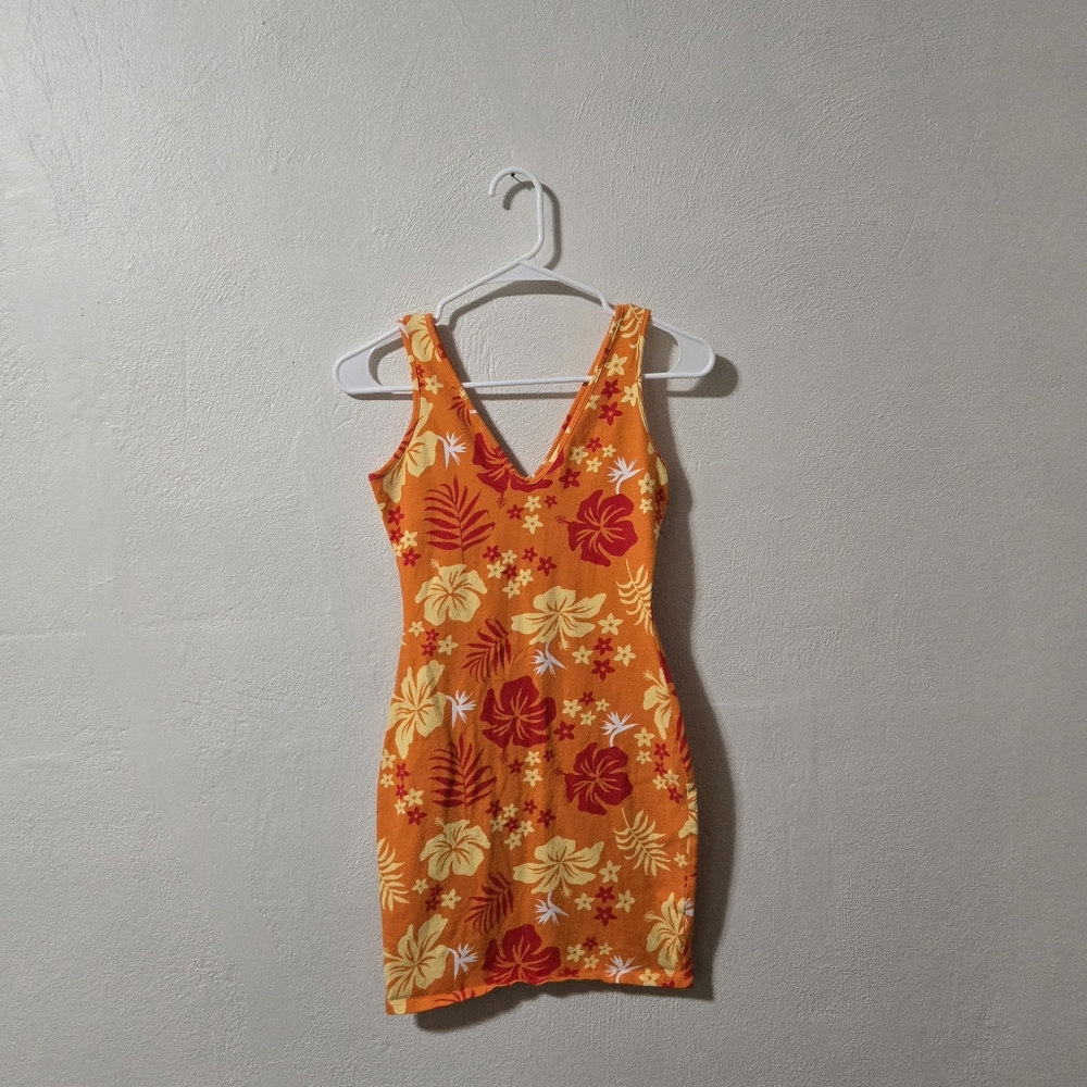 wild fable Orange Tropical Floral Mini Dress